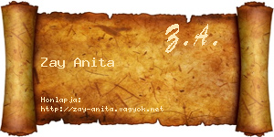 Zay Anita névjegykártya